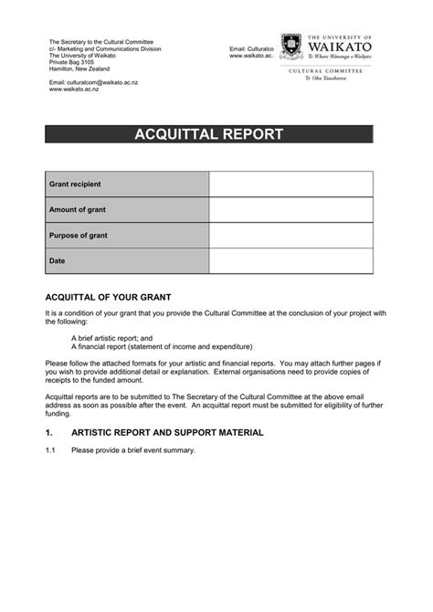 grant acquittal report template